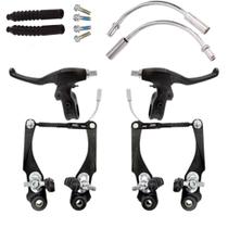Kit Par De Freio V Brake De Nylon Tipo Logan Com Manetes Preto Completo Para Bicicleta Kit Par De Freio V Brake De Nylon Tipo Logan Com Manetes Preto Completo Para Bicicleta