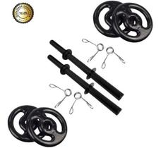 Kit Par De Halter 40Cm C/Presilha + 8Kg Anilhas Emborrachada