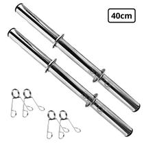 Kit Par De Halteres Barras Fitness Tubo Oca 40cm Prata com Presilhas