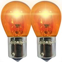 Kit par de lâmpadas 1 polo para seta pisca halogena ambar laranja 1141 12v 21w ba15s