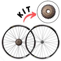 Kit Par De Rodas Montada Aro 26 Escape Vzan 36f Cubo Ferro + Catraca Roda Livre 7v 14/28 Indexada