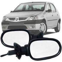 Kit Par Espelho Retrovisor Lateral Renault Sandero Logan 2006 2007 2008 2009 com Controle de Regulagem Manual Interno