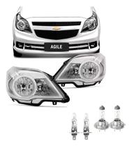Kit par farol agile 2009 a 2014 foco duplo máscara cromada + par lâmpada h1/h7 Kit par farol agile 2009 a 2014 foco duplo máscara cromada + par lâmpada h1/h7