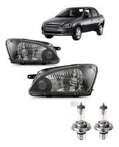 Kit par farol corsa classic 2011 a 2016 mascara negra + par lâmpada h4 halogena Kit par farol corsa classic 2011 a 2016 mascara negra + par lâmpada h4 halogena