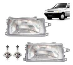 Kit par farol cromado uno mille fire smart 1991 a 2003 fiorino elba + par lampada h4 halogena