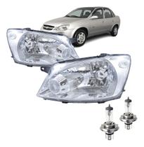 Kit par farol dianteiro corsa classic 2011 a 2016 cromado bbs + par lâmpada Kit par farol dianteiro corsa classic 2011 a 2016 cromado bbs + par lâmpada