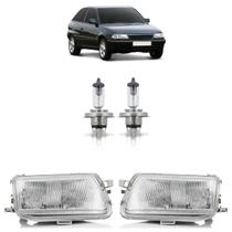 Kit Par Farol Dianteiro Máscara Cromada Estriada Vidro Par Lâmpada Halógena Astra 1993 1994 1995 1996 1997