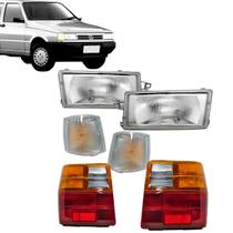 Kit par farol do uno 1991 a 2004 + pisca dianteiro cristal + lanterna traseira tricolor - modelo arteb Kit par farol do uno 1991 a 2004 + pisca dianteiro cristal + lanterna traseira tricolor - modelo arteb