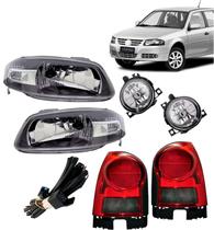 Kit Par Farol Gol G4 2006 a 2014 Máscara Negra com Lanternas Fumê e Faróis de Milha