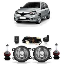Kit Par Farol Milha Auxiliar Par Lâmpada Halógena Clio 2013 2014 2015 2016 Completo Lente Lisa Vidro