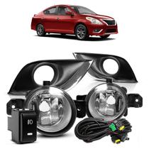 Kit Par Farol Milha Auxiliar Versa 2014 2015 2016 2017 Par Moldura Grade do Milha Friso Cromado Botão Modelo Original