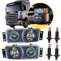 Kit Par Farol Milha + Lâmpadas H1 Scania Lente Vidro Kit Par Farol Milha + Lâmpadas H1 Scania Lente Vidro