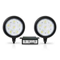 Kit Par Farol Redondo 6W Vermelho Com Módulo Kit Par Farol Redondo 6W Vermelho Com Módulo