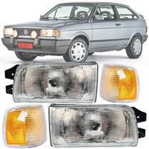 Kit Par Farol Seta Pisca Lente Cristal Direito e Esquerdo Gol Saveiro Parati 91 92 93 94 95 96 Sistema Modelo Arteb