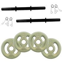 Kit Par Halteres Com Barras Oca 40cm + 8kg Em Anilhas (4x 2kg)