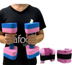 Kit Par Halteres Hidroginástica 1-2kg + Par de Caneleira 1-2kg Dafoca Sports Azul/Rosa Kit Par Halteres Hidroginástica 1-2kg + Par de Caneleira 1-2kg Dafoca Sports Azul/Rosa
