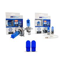 Kit par lâmpada H4 8500K + H3 8500K + T10 Pingão Super Branco 4300K Shocklight