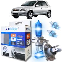 Kit par lâmpadas super branca conector h4 8500k shocklight + par leds pingo conector t10 universal