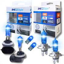 Kit par lâmpadas super branca h4 + h27 8500k + par pingo t10 universal shocklight Kit par lâmpadas super branca h4 + h27 8500k + par pingo t10 universal shocklight