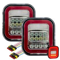 Kit Par Lanterna Traseira Universal Caminhão LED NIX 12V 24V - Lente Cristal - "Marmita" + Chicotes Kit Par Lanterna Traseira Universal Caminhão LED NIX 12V 24V - Lente Cristal - "Marmita" + Chicotes