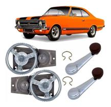 Kit Par Maquina + Manivela Vidro Marrom Opala Comodoro 2 Portas