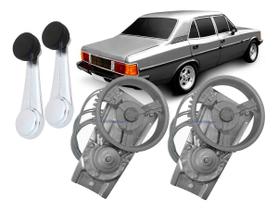 Kit Par Maquina + Manivela Vidro Opala Comodoro Diplomata 4 Portas Dianteira
