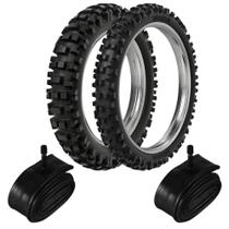 Kit Par Pneu Mini Moto Trilha Off Road 60/100-12 + 70/100-10 Rmx35 Rinaldi + Câmara