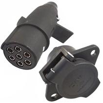 Kit Par Tomada Elétrica Caminhão / Carreta Redonda 7 Pólos Nylon - Macho + Fêmea (DNI8311)