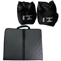 Kit Par Tornozeleira Caneleira De Peso 5Kg + Colchonete Dobrável Maleta Para Academia Treino Fitness