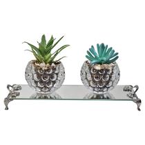 Kit Par Vasinhos De Vidro Com Suculenta Bandeja Vidro Luxo Kit Par Vasinhos De Vidro Com Suculenta Bandeja Vidro Luxo