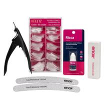 Kit Para Alongamento Belliz: Tips Transparante 1296, Lixa, Cola, Bloco e Alicate Kit Para Alongamento Belliz: Tips Transparante 1296, Lixa, Cola, Bloco e Alicate