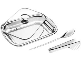 Kit para Assar e Servir Tramontina Cosmos em Aço Inox com Tampa de Vidro 3 Peças