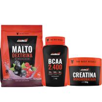 Kit para Aumento de Massa Muscular e Energia BCAA + Creatina + Maltodextrina - New Millen
