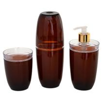 Kit para bancada de Lavabo Linha Valência Âmbar Conjunto com 3 peças - Fabrica de utilidades Kit para bancada de Lavabo Linha Valência Âmbar Conjunto com 3 peças - Fabrica de utilidades