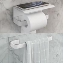 Kit Para Banheiro 1 Papel c/ Porta Celular 1 Rosto Branco