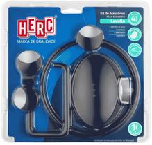 Kit Para Banheiro 4 Peças Preto e Cromado Herc