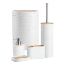 Kit para Banheiro 5 Peças Linea Branco Completo Mek Jolitex Kit para Banheiro 5 Peças Linea Branco Completo Mek Jolitex