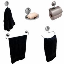 Kit Para Banheiro Acessórios Metal E Abs Cromado Certa 5Pçs