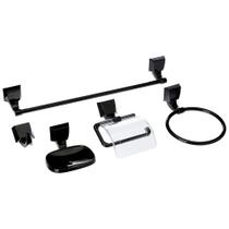 Kit Para Banheiro Attic Quadra Lorenzetti 5 Peças Preto