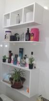 Kit para banheiro com 3 peças Branco Decorativo - Banheiro, Porta Shampoo, Porta Papel, Sabonetes...