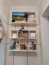 Kit para banheiro com 3 peças Branco Decorativo - Banheiro, Porta Shampoo, Porta Papel, Sabonetes...