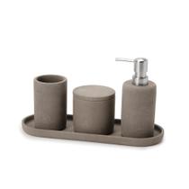 Kit para Banheiro com 4 Peças em Cimento Cinza Kit para Banheiro com 4 Peças em Cimento Cinza