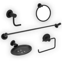 Kit Para Banheiro De Inox E Alumínio 5 Peças Preto Fosco 7099 - 774177 - Stoc Kit Para Banheiro De Inox E Alumínio 5 Peças Preto Fosco 7099 - 774177 - Stoc
