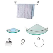 Kit Para Banheiro Egito Premium Vidro Modelado Incolor - Uni Vendas