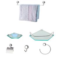 Kit Para Banheiro Egito Premium Vidro Sextavado Incolor - Uni Vendas