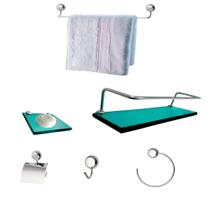 Kit Para Banheiro Egito Premium Vidro Verde - Uni Vendas
