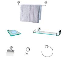Kit Para Banheiro Egito Vidro Incolor - Uni Vendas