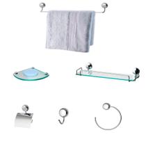 Kit Para Banheiro Egito Vidro Modelado Incolor - Uni Vendas