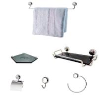 Kit Para Banheiro Egito Vidro Sextavado Fumê Kit Para Banheiro Egito Vidro Sextavado Fumê