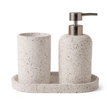 Kit Para Banheiro em Cimento 3 Peças Granilite Off White Mart Kit Para Banheiro em Cimento 3 Peças Granilite Off White Mart